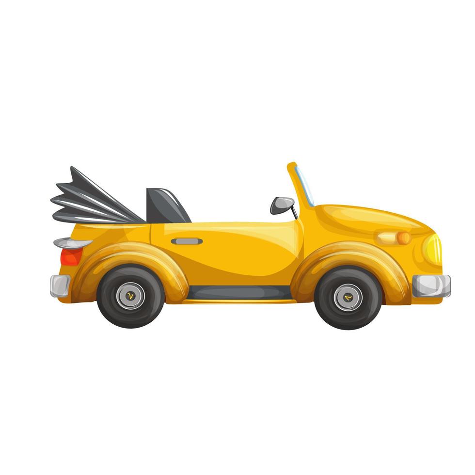 imagem vetorial de um carro amarelo com teto dobrado. estilo de desenho animado. isolado no fundo branco. eps 10 vetor