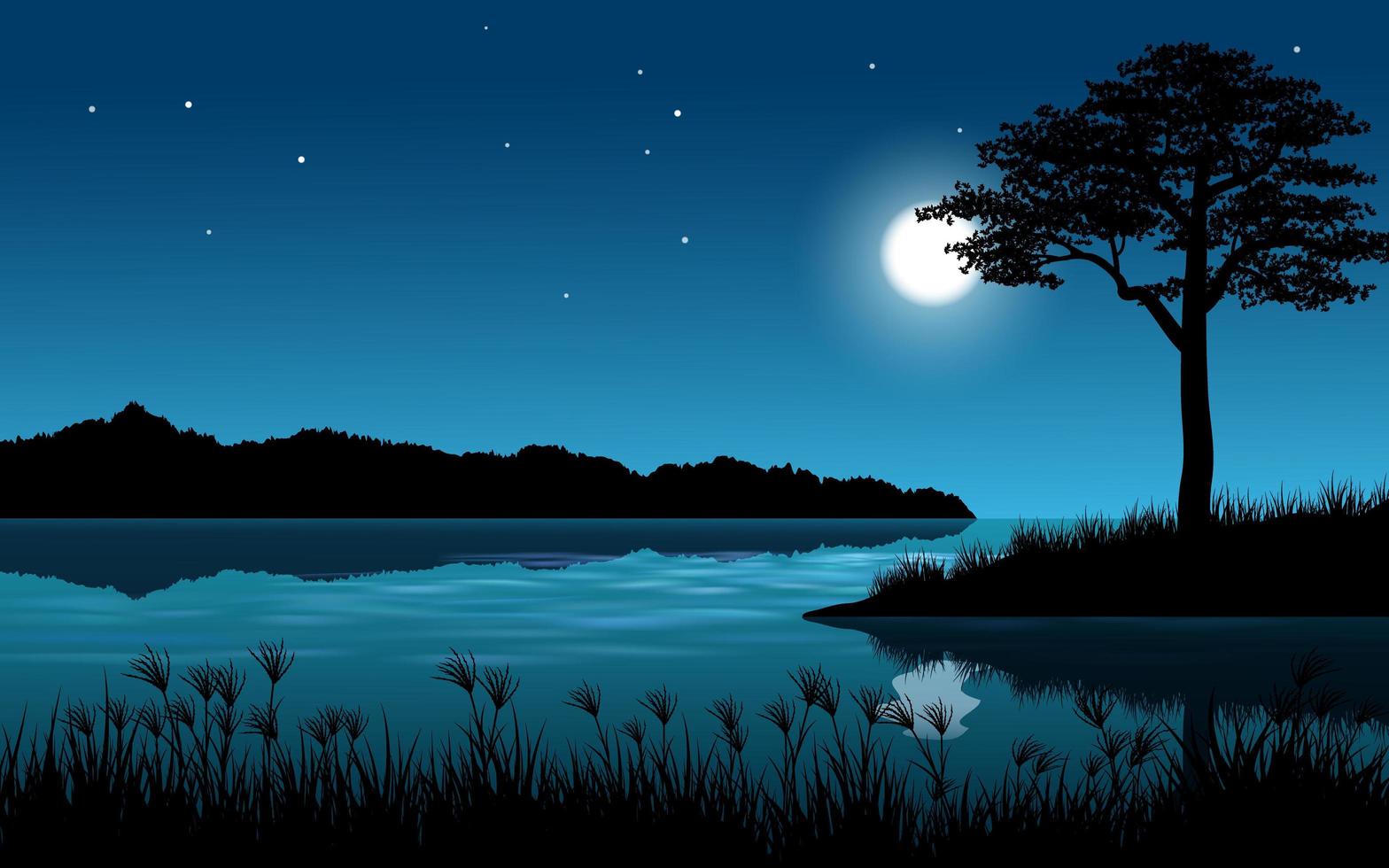 noite calma no rio vetor