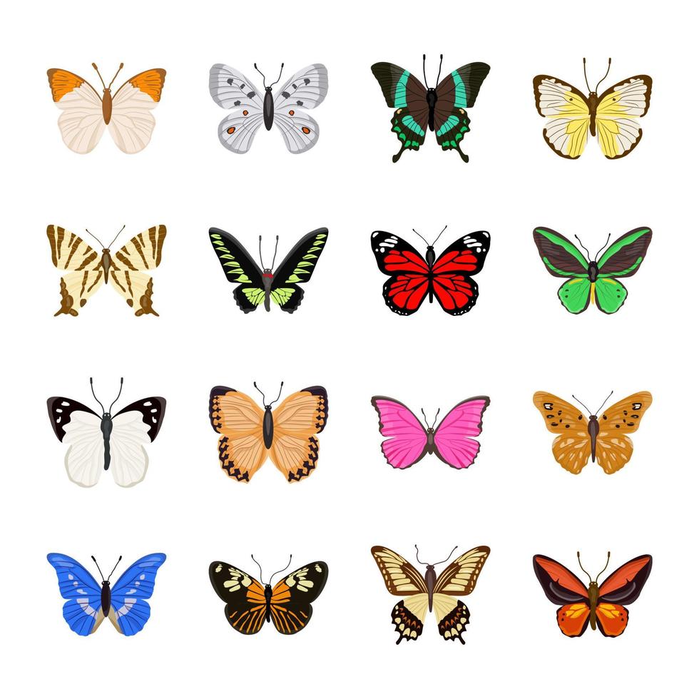 pacote de belas ilustrações planas de borboletas vetor