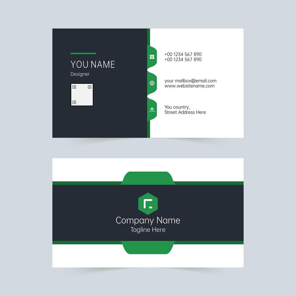 modelo de cartão de negócios limpo verde e branco vetor