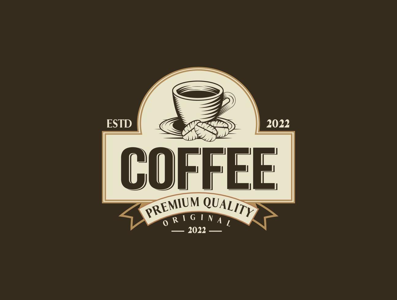 café logotipo retrô vintage vetor