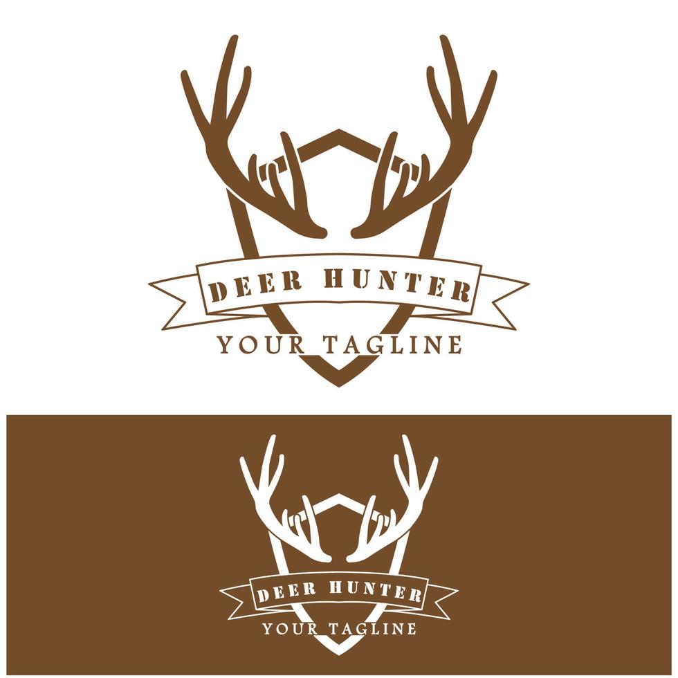 design de ilustração vetorial de logotipo de chifre de veado caçador com modelo de slogan vetor