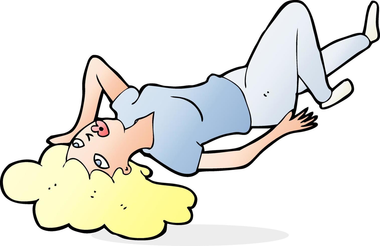 mulher de desenho animado deitada no chão vetor