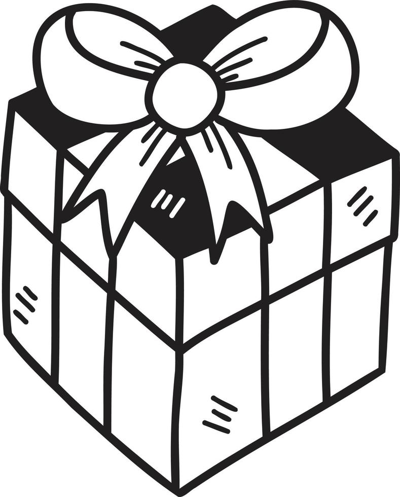 ilustração de caixa de presente de natal quadrada desenhada à mão vetor