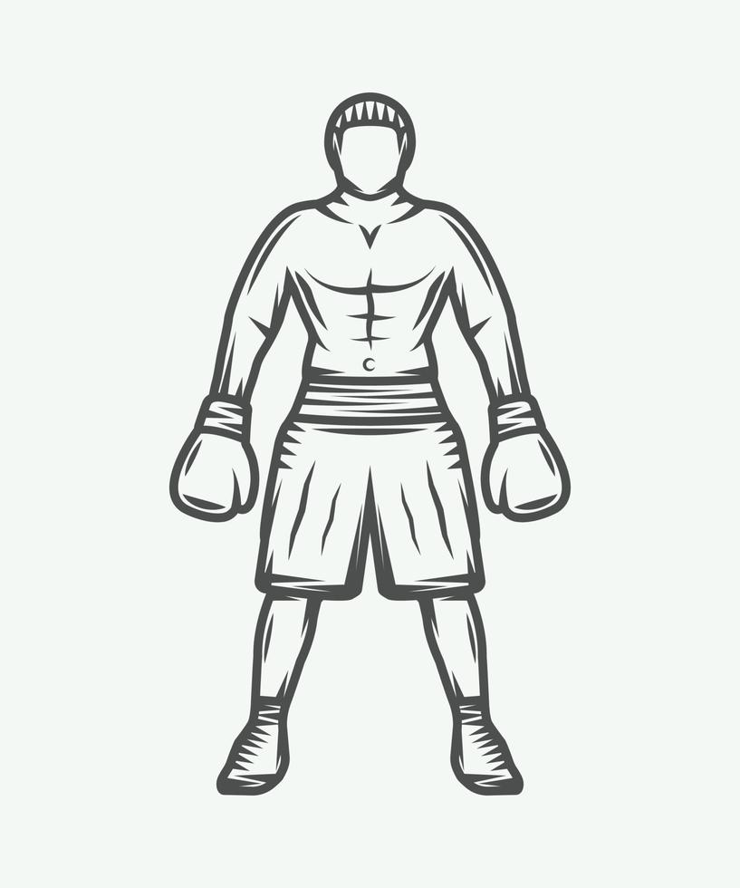 boxer retrô vintage. pode ser usado para logotipo, crachá, emblema, marca, etiqueta. arte gráfica. ilustração vetorial. vetor