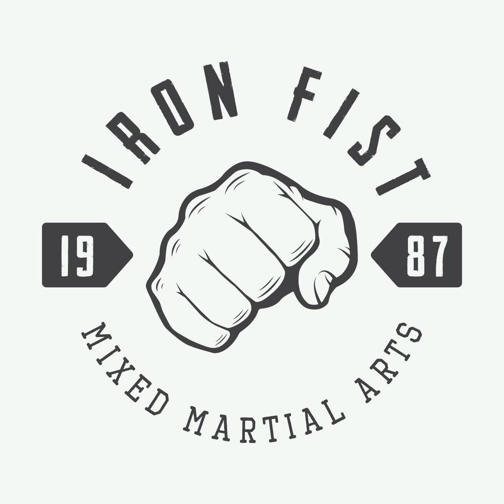 logotipo, distintivo ou emblema de artes marciais mistas vintage. ilustração vetorial vetor