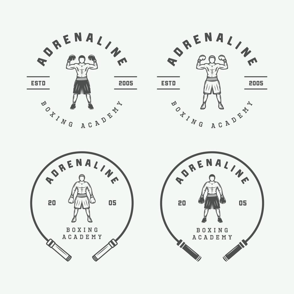 emblemas de logotipo de boxe e artes marciais e rótulos em estilo vintage. ilustração vetorial. arte gráfica. vetor