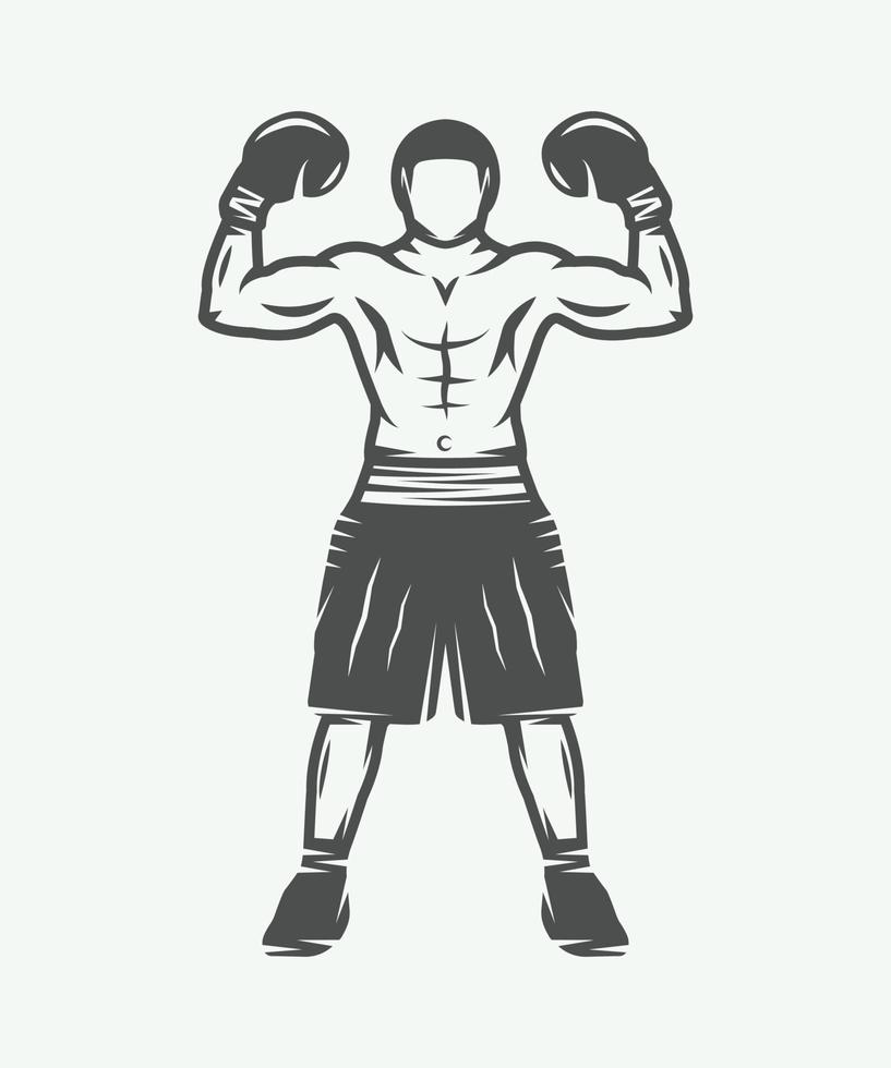 boxer retrô vintage. pode ser usado para logotipo, crachá, emblema, marca, etiqueta. arte gráfica. ilustração vetorial. vetor