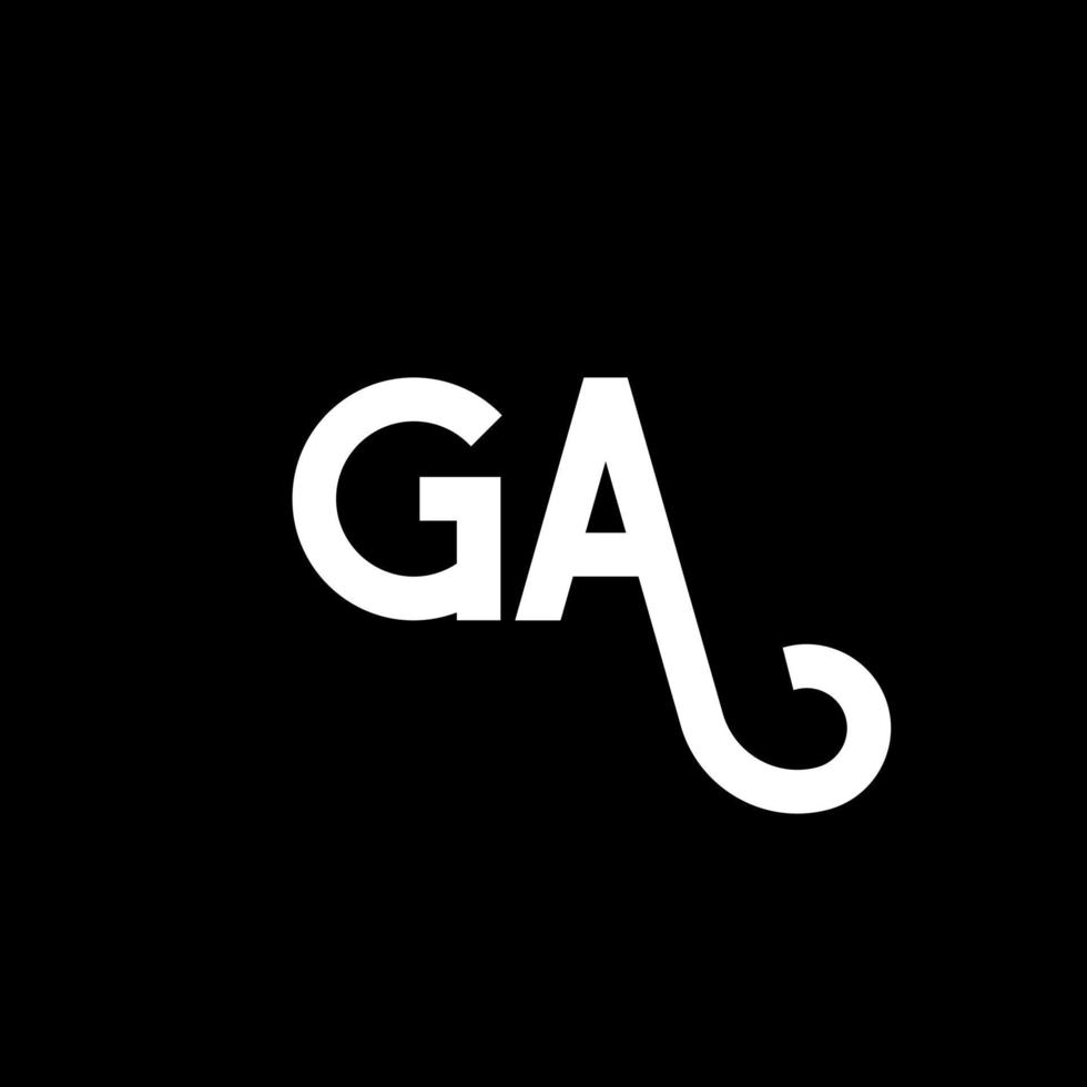 ga design de logotipo de carta em fundo preto. ga conceito de logotipo de letra de iniciais criativas. ga design de letras. ga design de letra branca sobre fundo preto. ga, logotipo do ga vetor