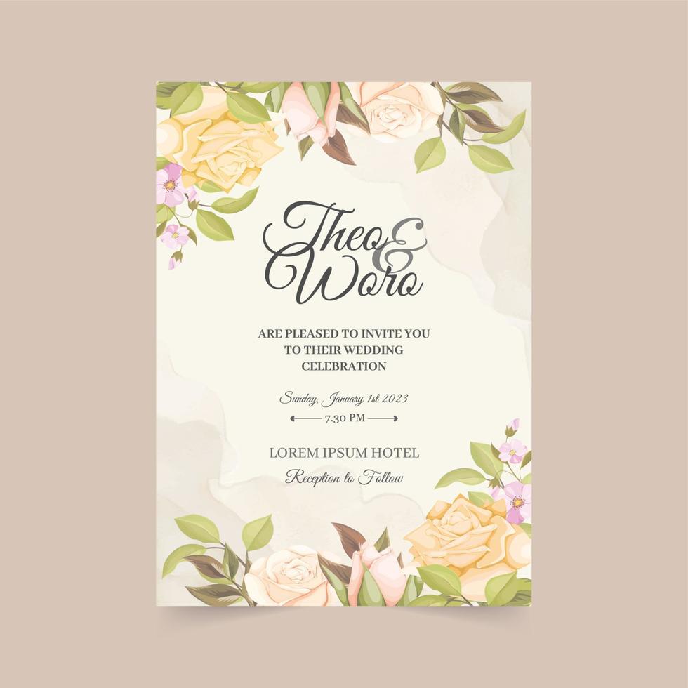 cartão de design floral de convite de casamento de luxo. conceito de ornamento de casamento. cartaz floral, convide. vector cartão decorativo ou fundo de design de convite.