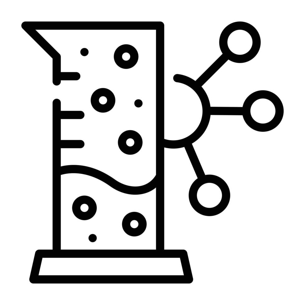 um ícone de design de linha de reação química vetor