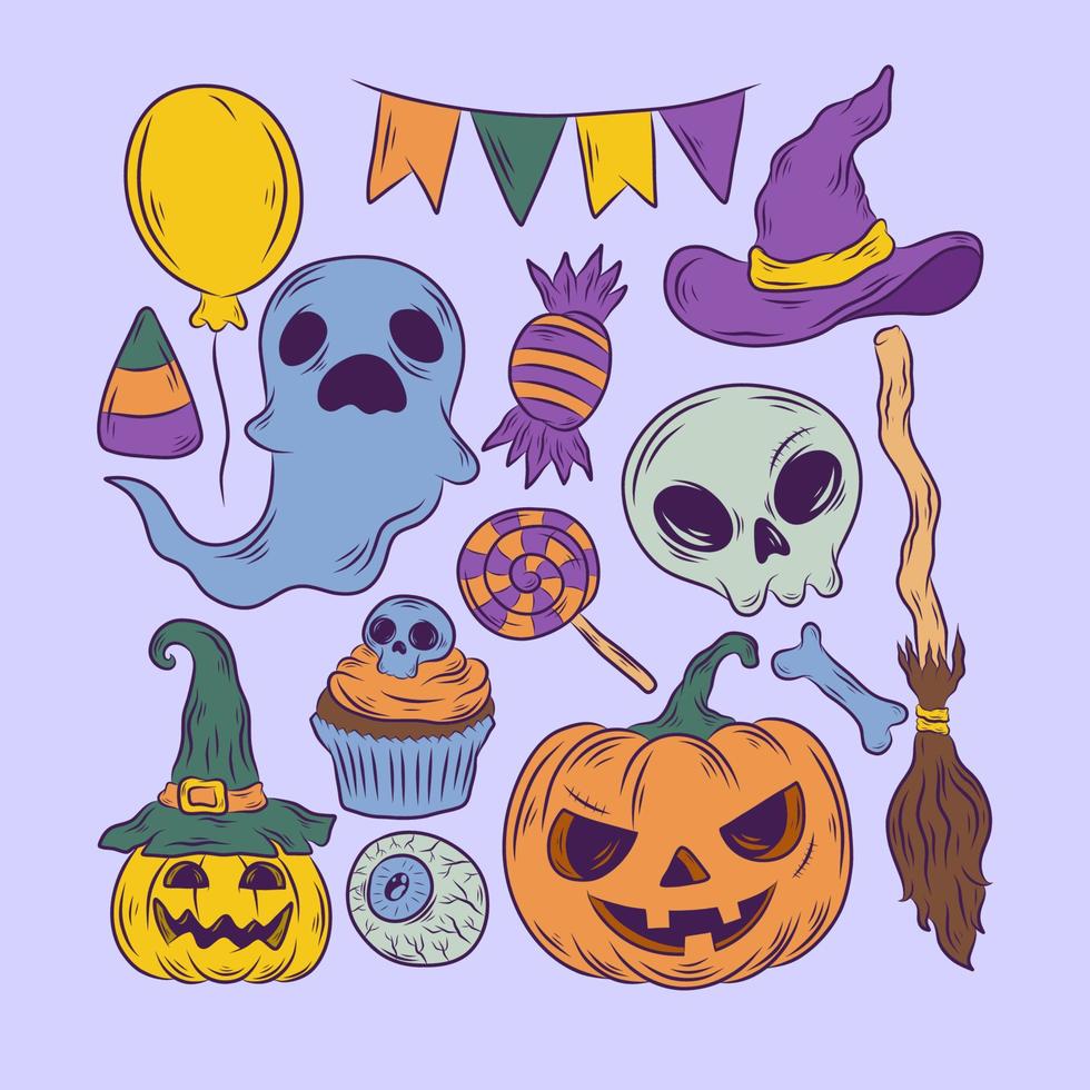 ícone de doodle desenhado à mão de doces ou travessuras de halloween vetor