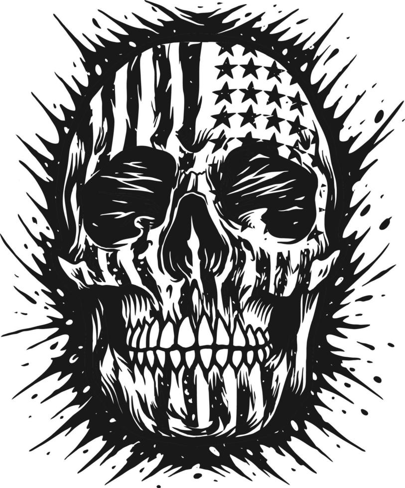 clipart de silhueta de crânio americano vetor