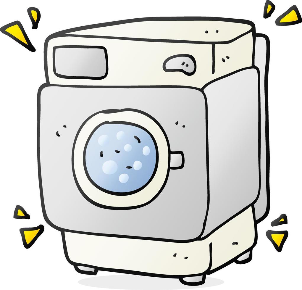 máquina de lavar ruidosa de desenho animado vetor