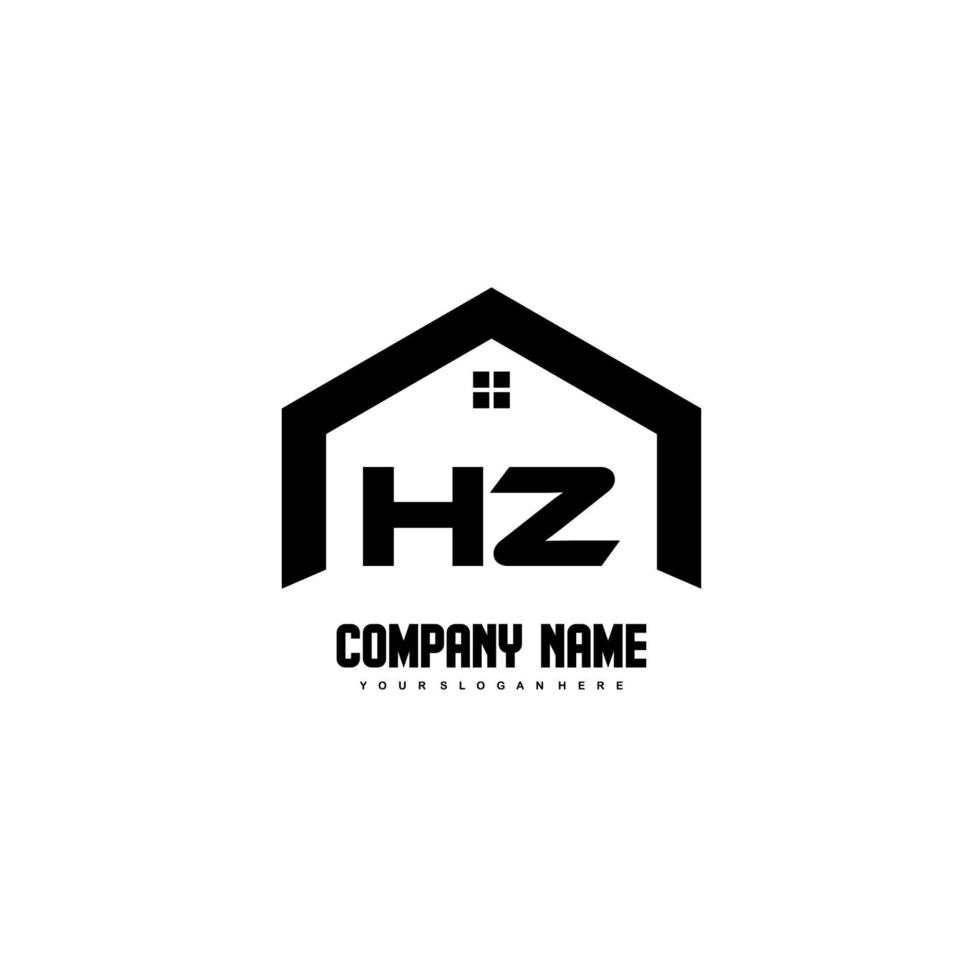 hz letras iniciais vetor de design de logotipo para construção, casa, imóveis, construção, propriedade.