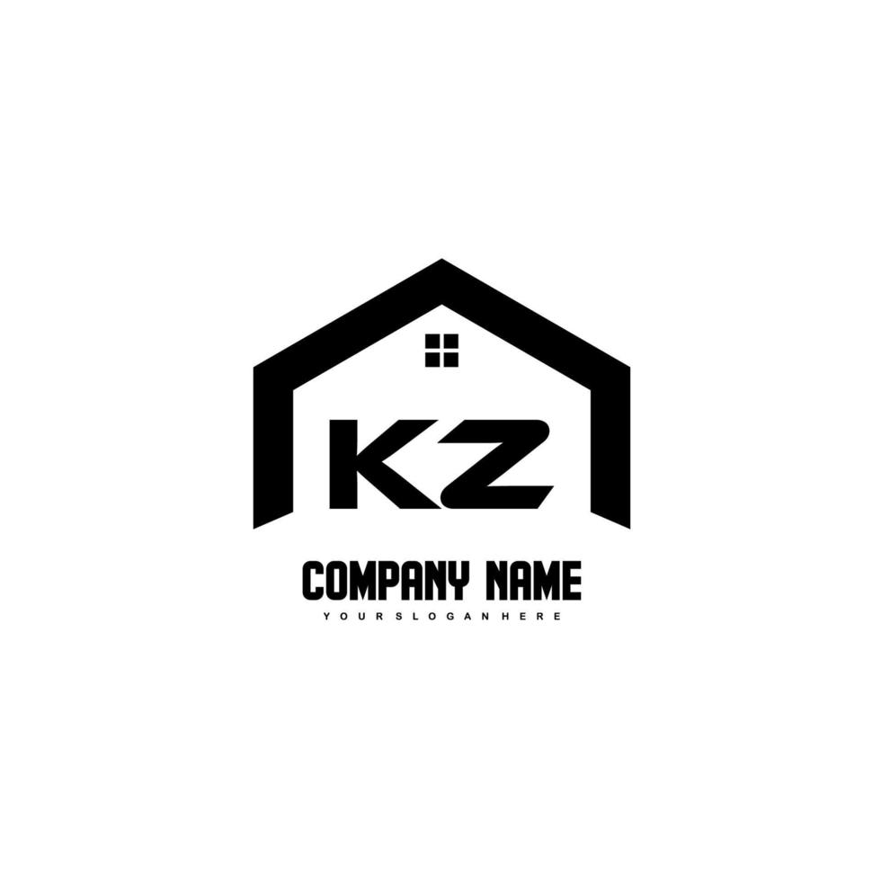 kz letras iniciais vetor de design de logotipo para construção, casa, imóveis, construção, propriedade.