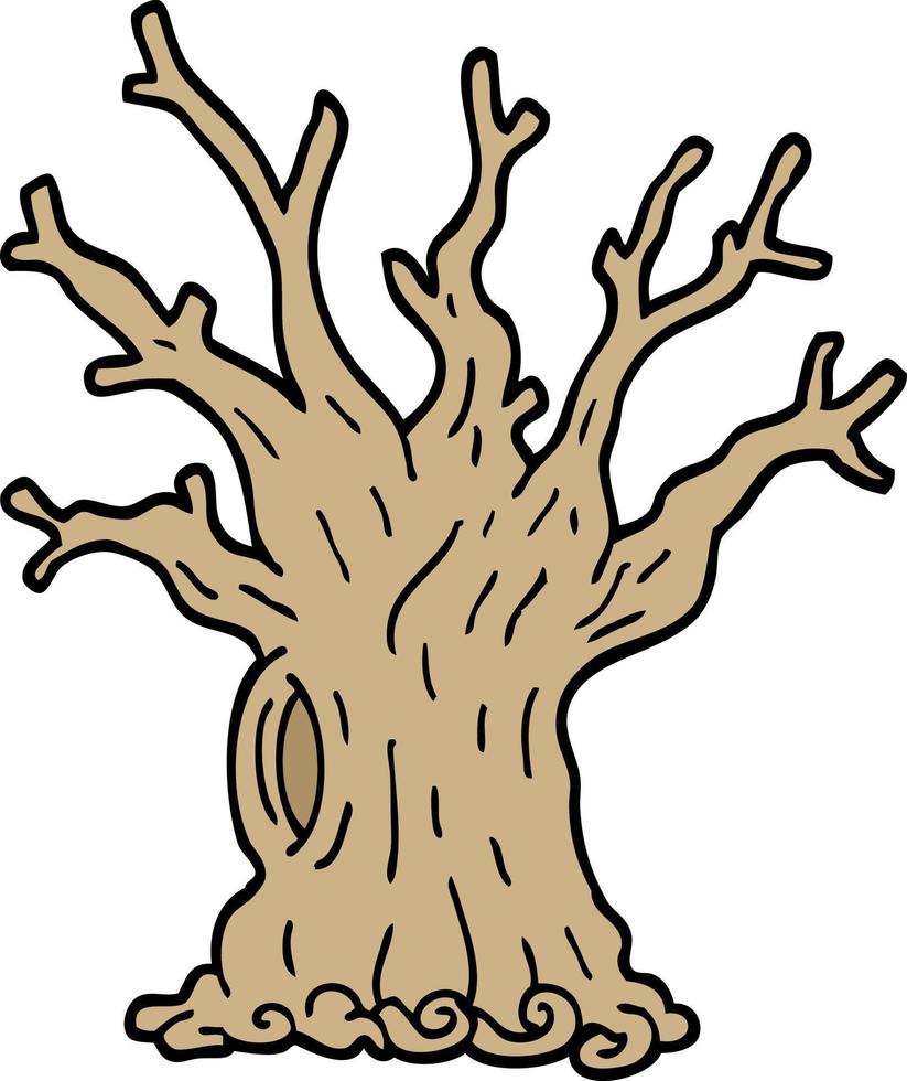 árvore de desenho animado estilo doodle desenhado à mão vetor