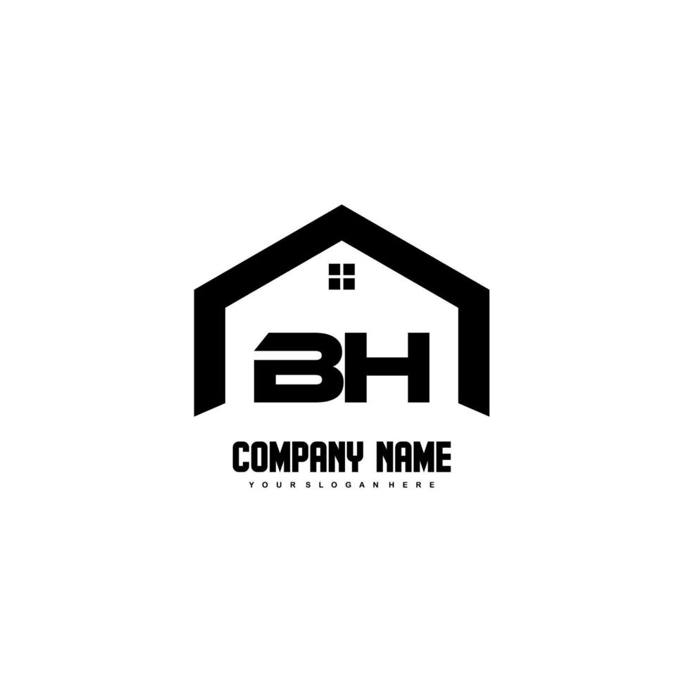 bh letras iniciais vetor de design de logotipo para construção, casa, imóveis, construção, propriedade.