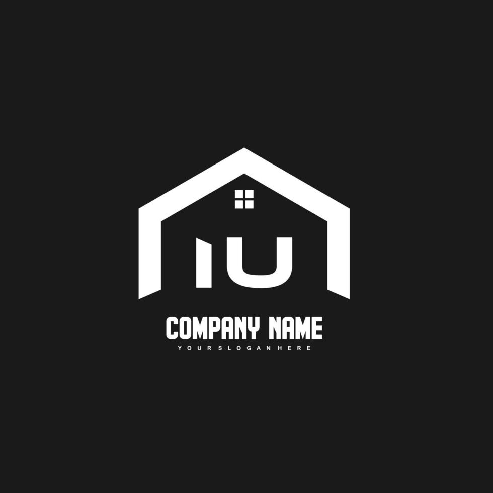 iu letras iniciais vetor de design de logotipo para construção, casa, imóveis, construção, propriedade.