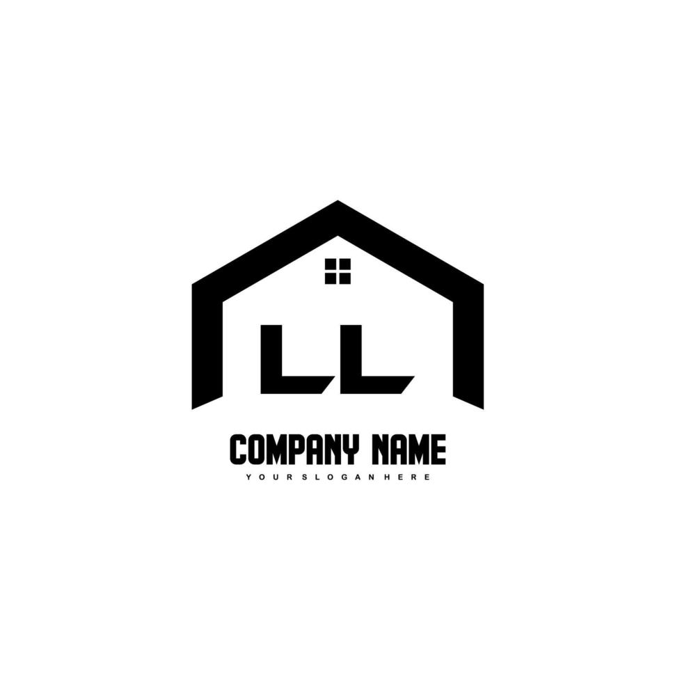 ll letras iniciais vetor de design de logotipo para construção, casa, imóveis, construção, propriedade.