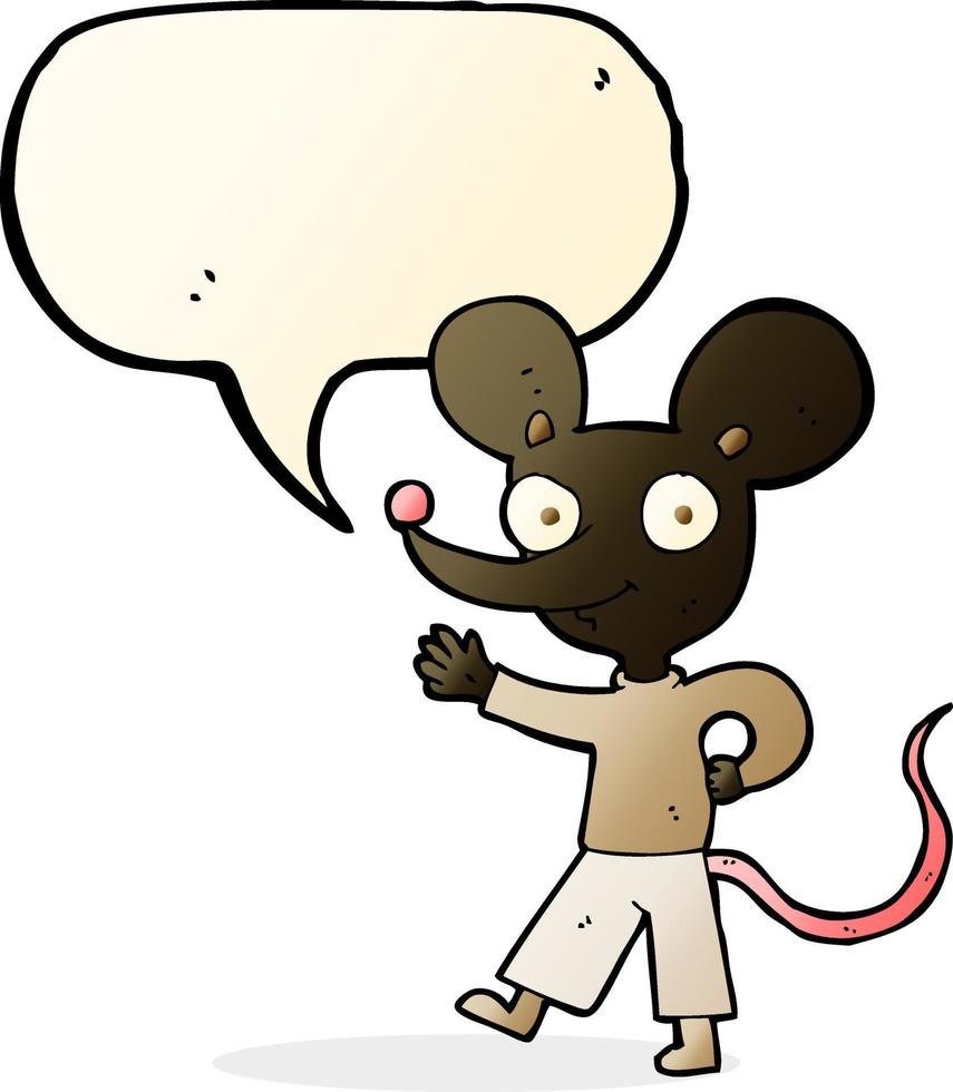 desenho animado acenando o mouse com balão vetor
