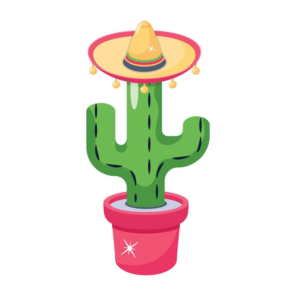 uma planta de cacto mexicano, ícone plano de cacto saguaro vetor