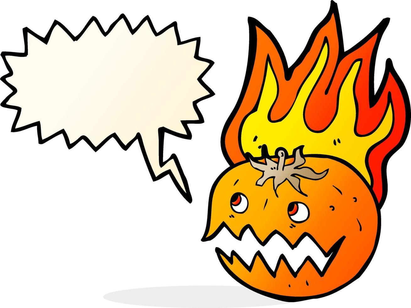 abóbora em chamas dos desenhos animados com balão vetor