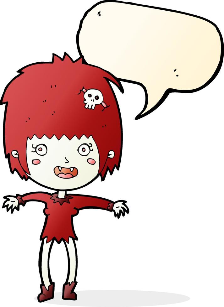 garota vampira dos desenhos animados com balão vetor