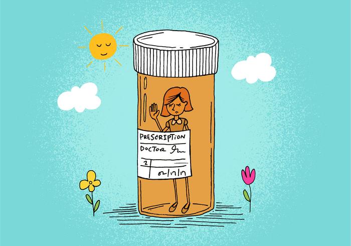 Menina de garrafa de prescrição vetor