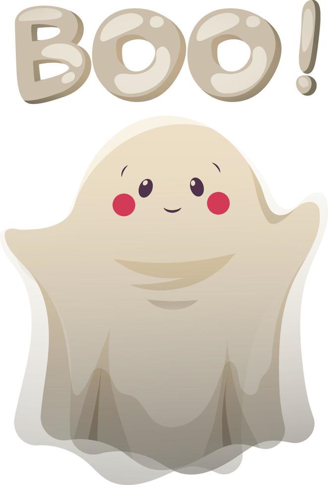 fantasma fofo para crianças, para o halloween com a inscrição boo vetor