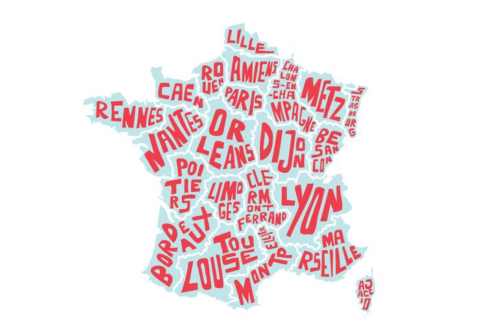 Vetor francês do mapa da palavra dos EUA