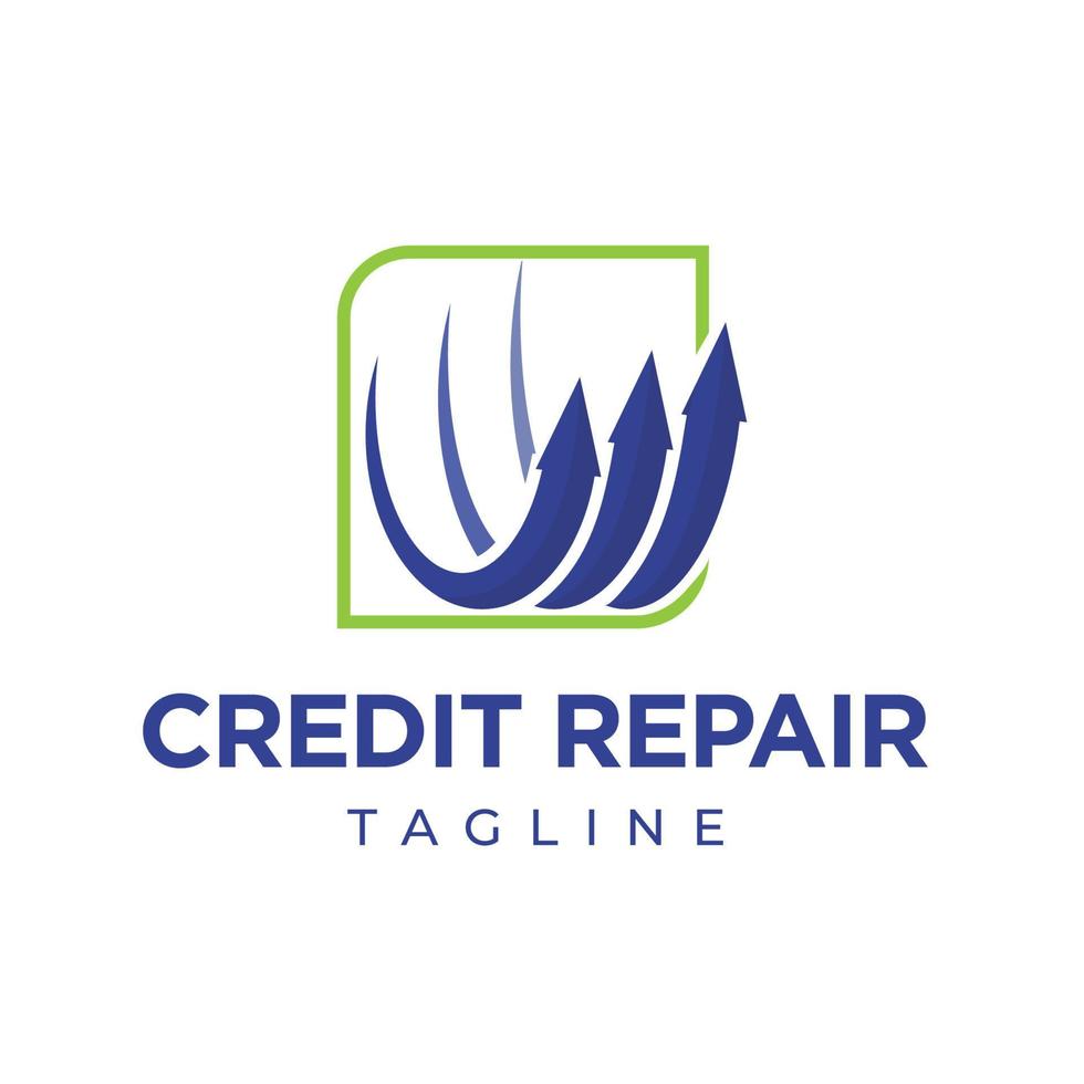 reparação de crédito e projetos de logotipo de finanças de negócios modelo de fundo isolado vetor