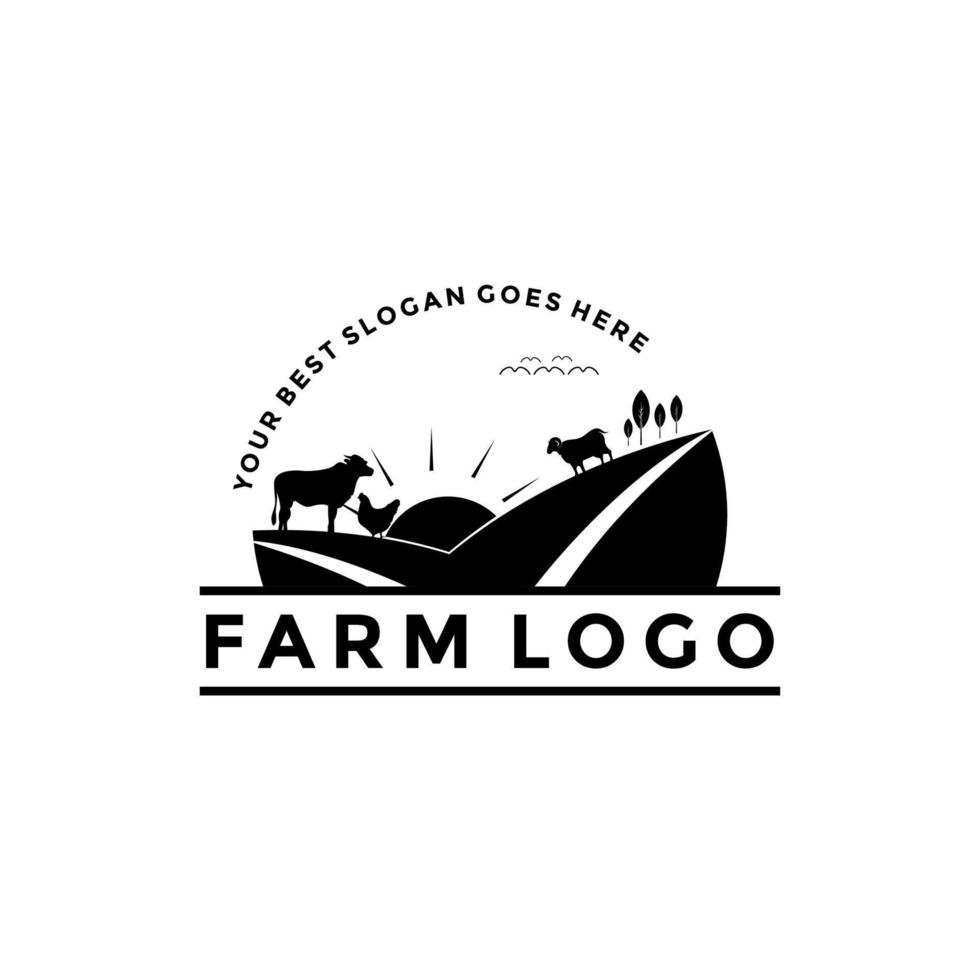 vetor de logotipo de fazenda, modelo de design de ícone de logotipo de gado