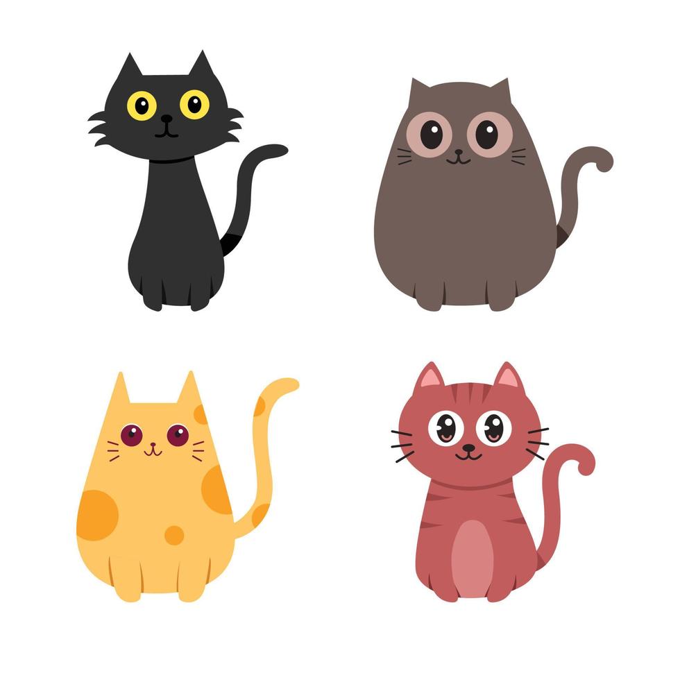 conjunto de design de personagens de gato fofo. forma diferente. ilustração vetorial vetor