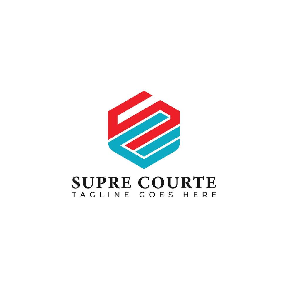 letra inicial abstrata sc ou cs logotipo na cor azul-vermelho isolado em fundo branco aplicado para logotipo de escritório de advocacia de propriedade também adequado para marcas ou empresas com nome inicial cs ou sc. vetor