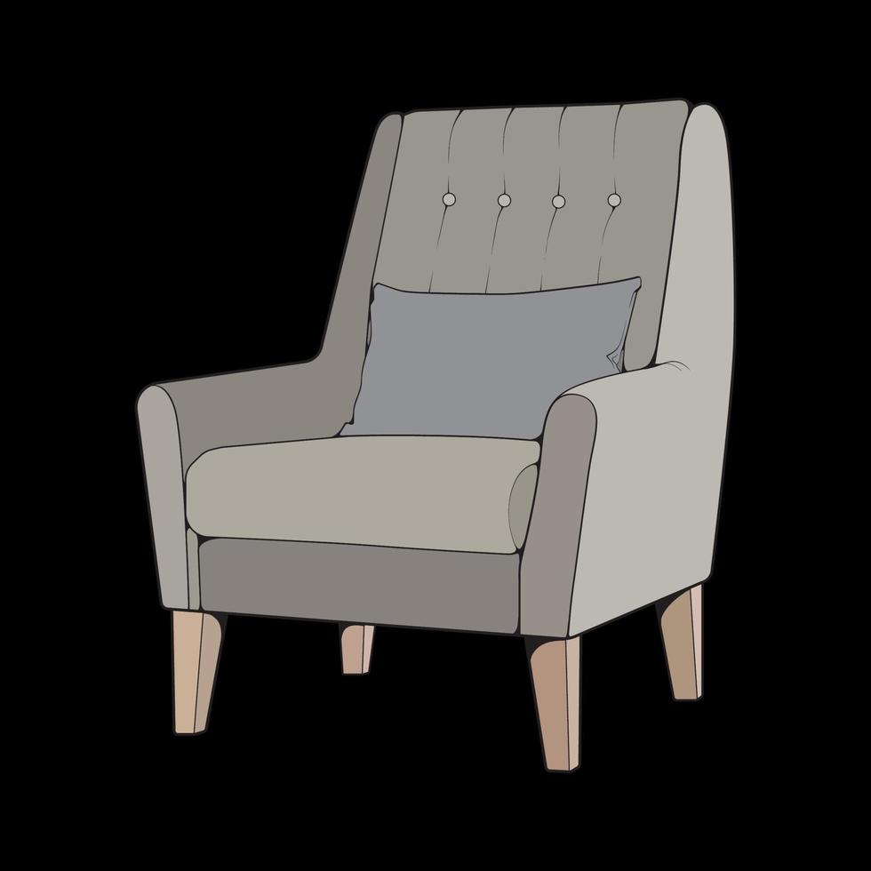 ilustrador de bloco de cores de sofá ou sofá. móveis de bloco de cores para sala de estar. ilustração vetorial. vetor