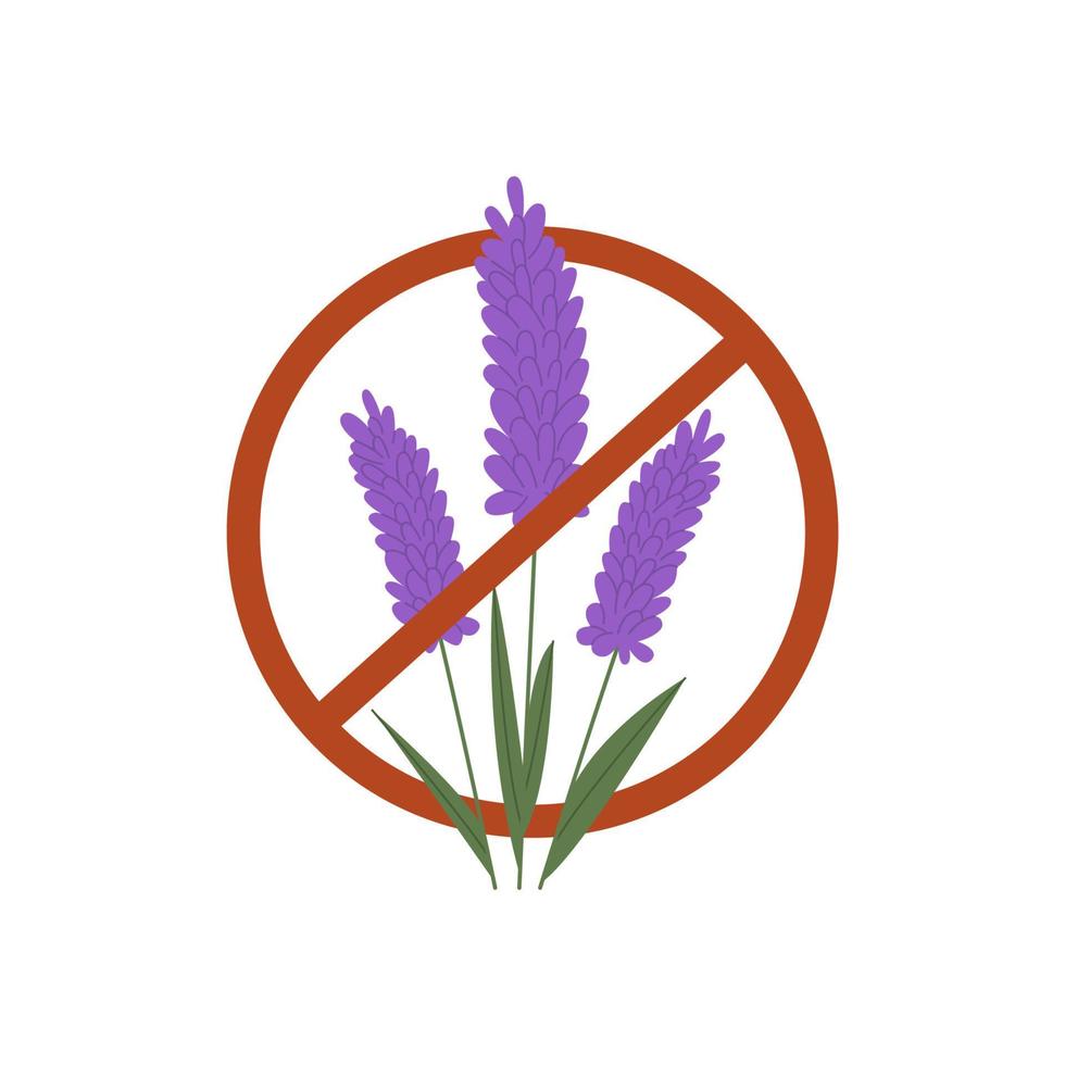 lavanda no ícone de círculo cruzado vermelho vetor