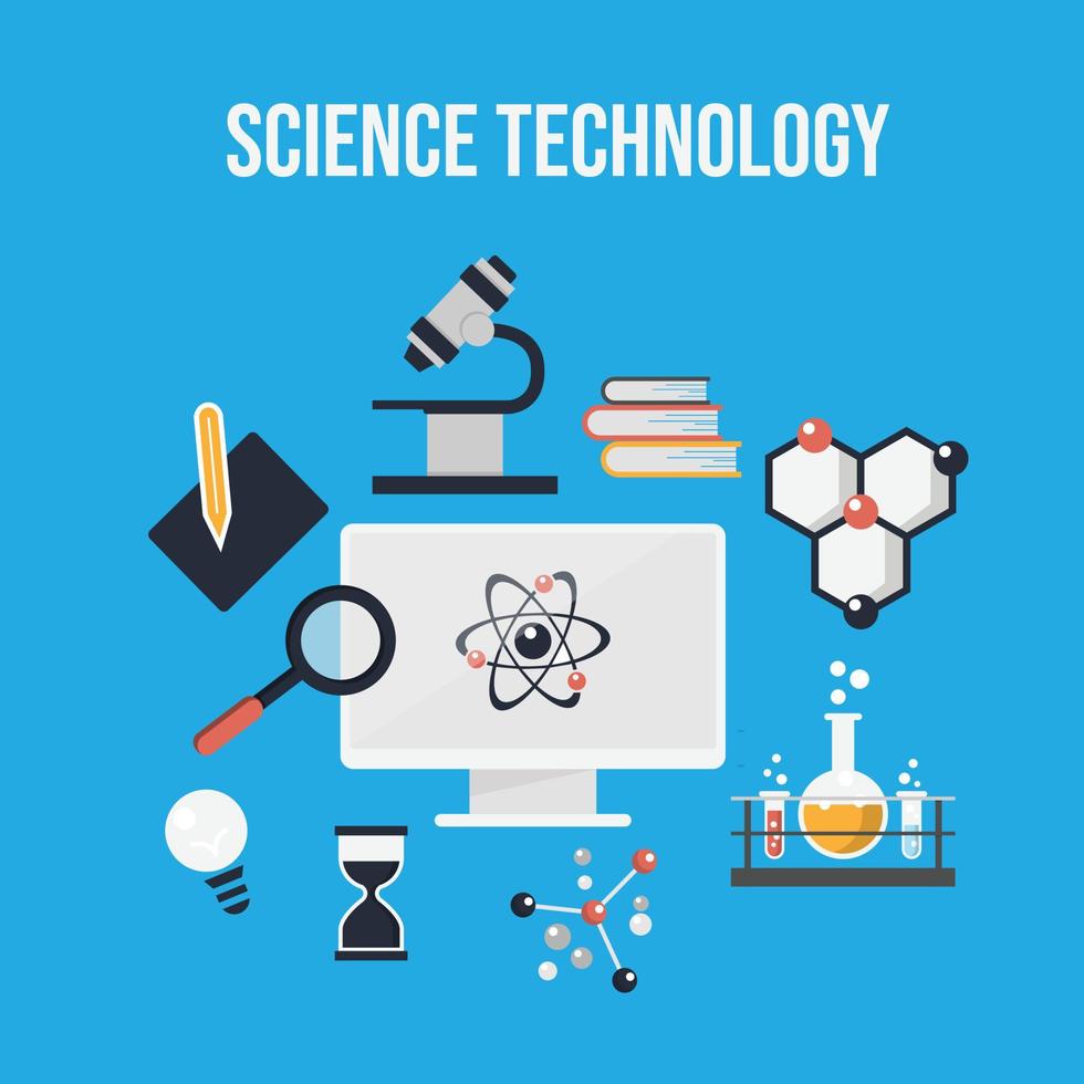 conceito de design plano de vetor de ciência e tecnologia