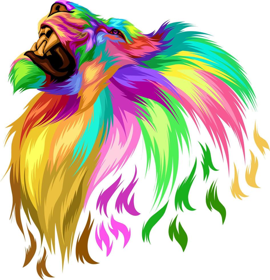 vetor cabeça de leão colorida e colorida