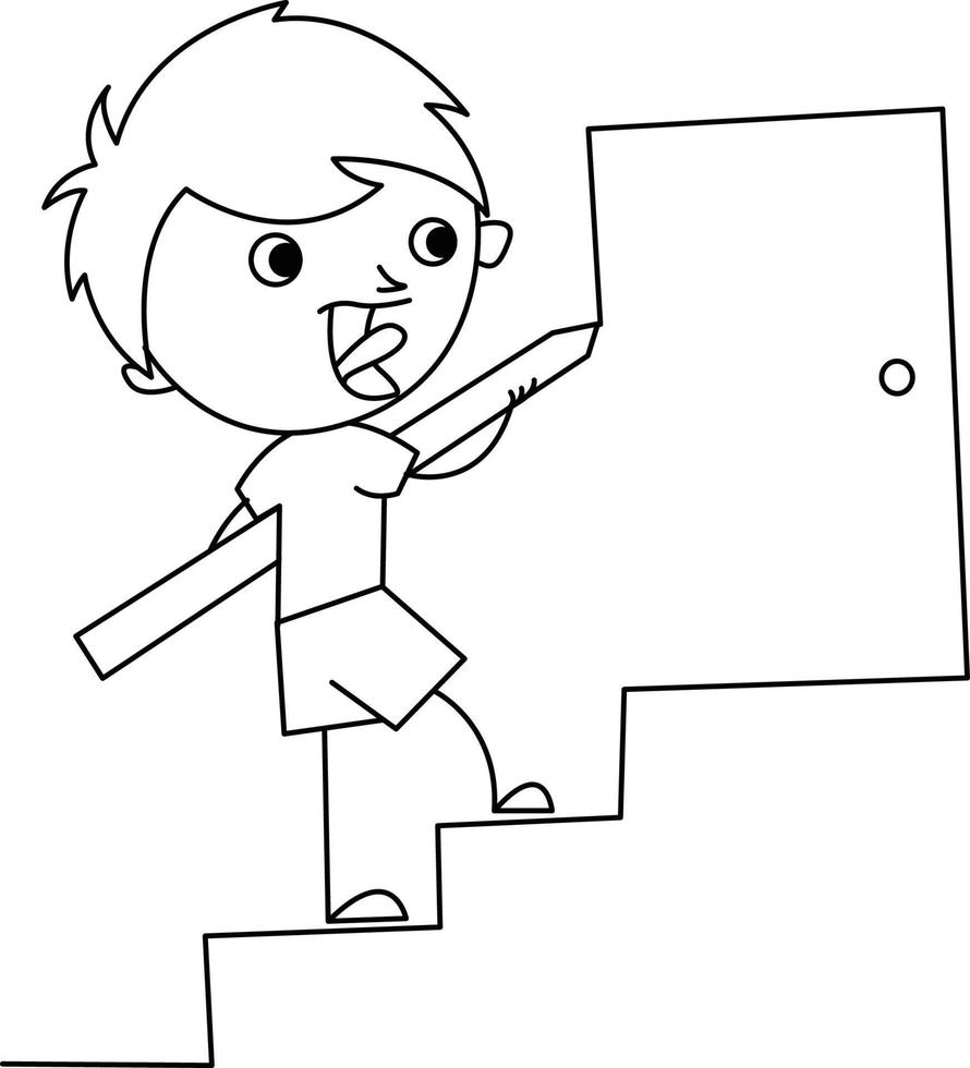 ilustração fofa de uma criança desenhando uma porta para o futuro vetor