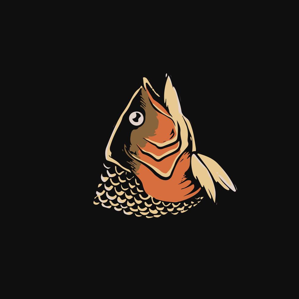 ilustração de logotipo de cabeça de peixe legal desenhada à mão vetor