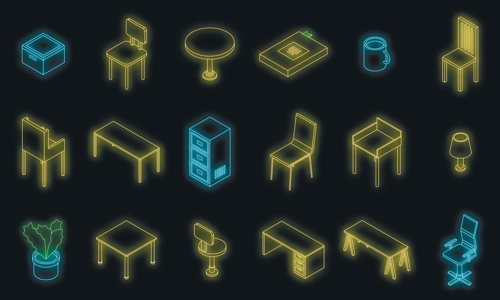 conjunto de ícones de organização espacial vector neon
