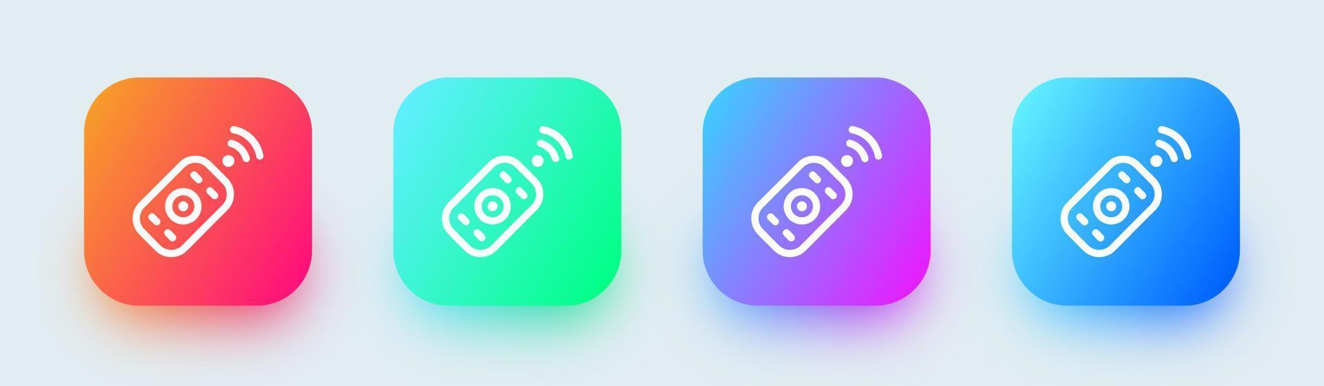 ícone de linha remota em cores gradientes quadrados. ilustração vetorial de sinais de controle sem fio vetor