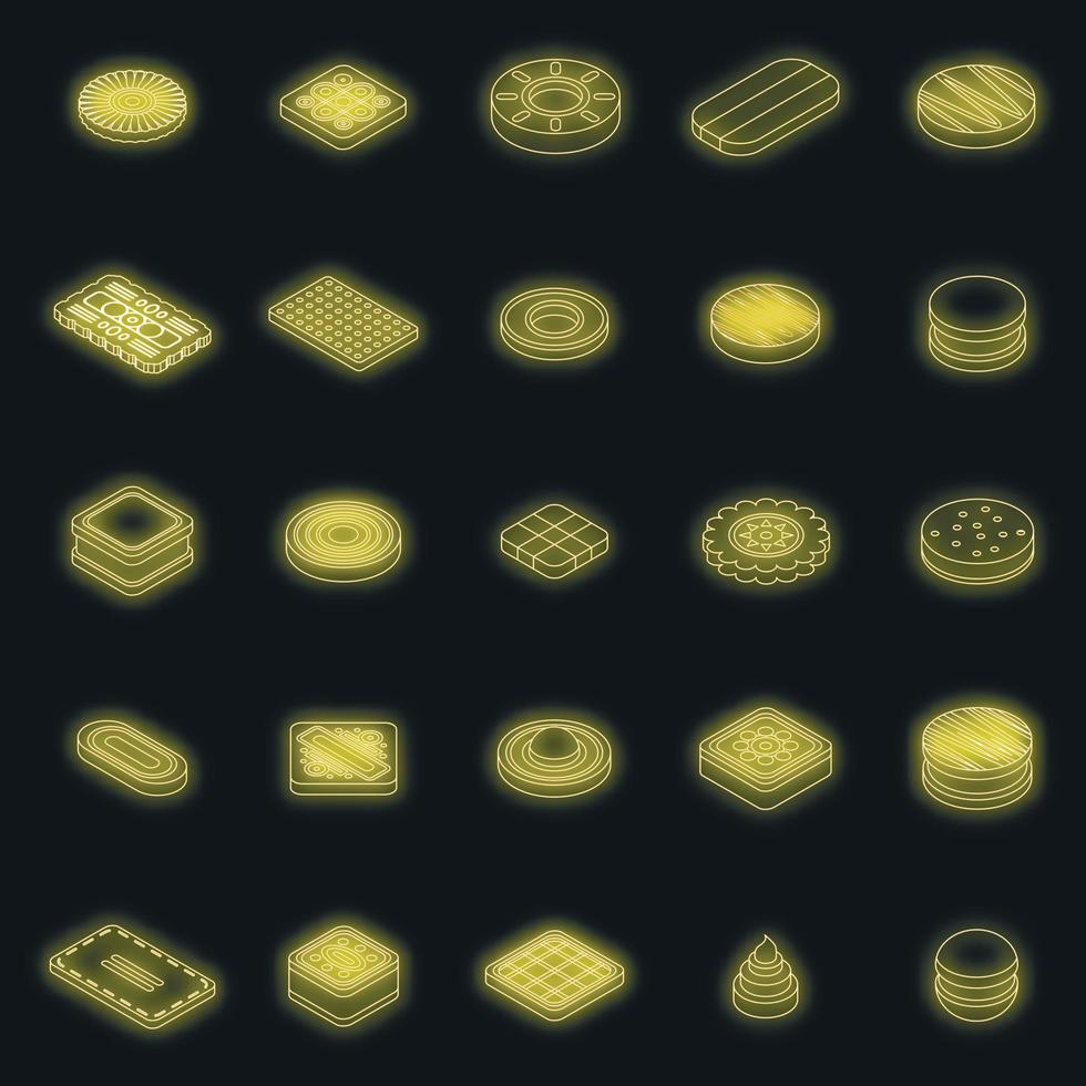 conjunto de ícones de biscoito vetor neon