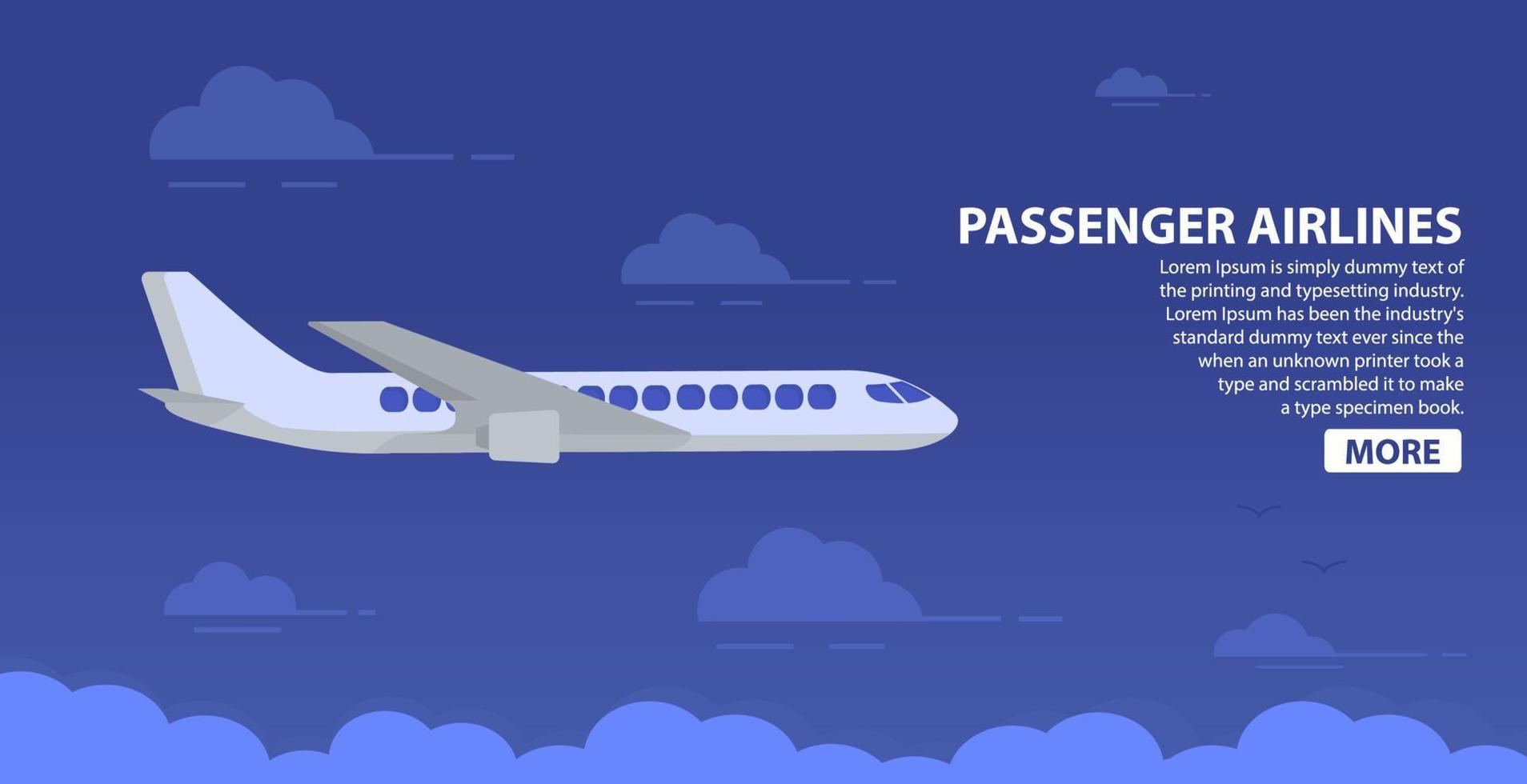 passageiro airlines.sky plane.jet plane.aviation airliner.poster plana vector.travel conceito. banner para o site da empresa de viagens. vetor