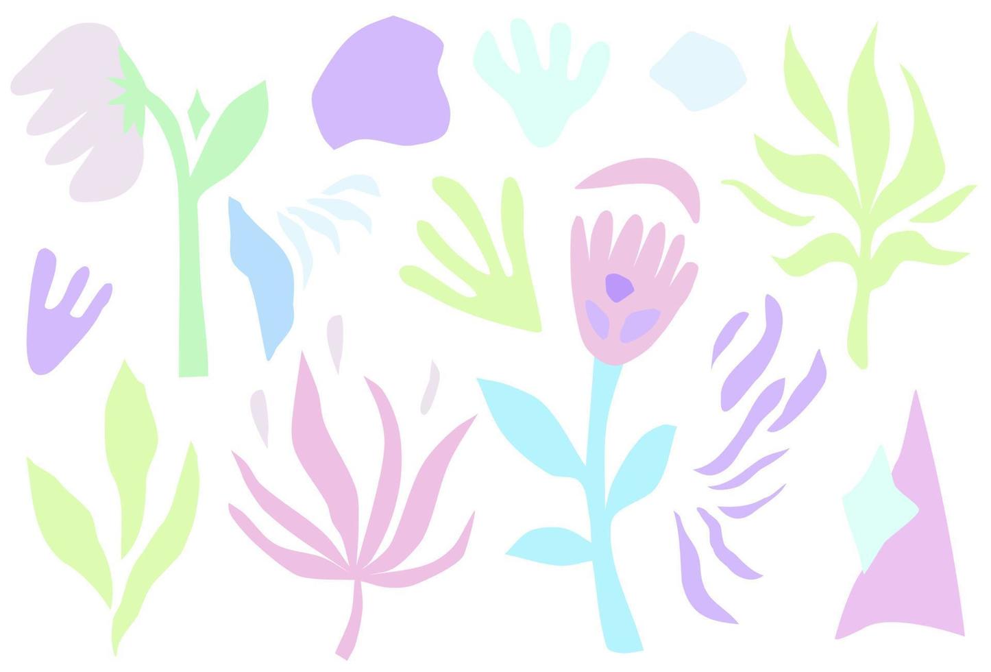 coleção abstrata elegante de plantas e flores em ilustração plana style.vector para composições de flores. vetor