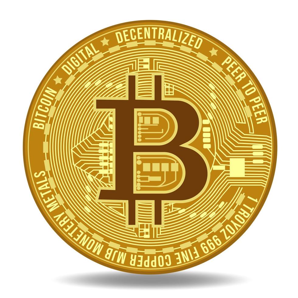 ilustração em vetor de símbolo de tecnologia bitcoin cryptocurrency e blockchain. logotipo da moeda virtual bitcoin.