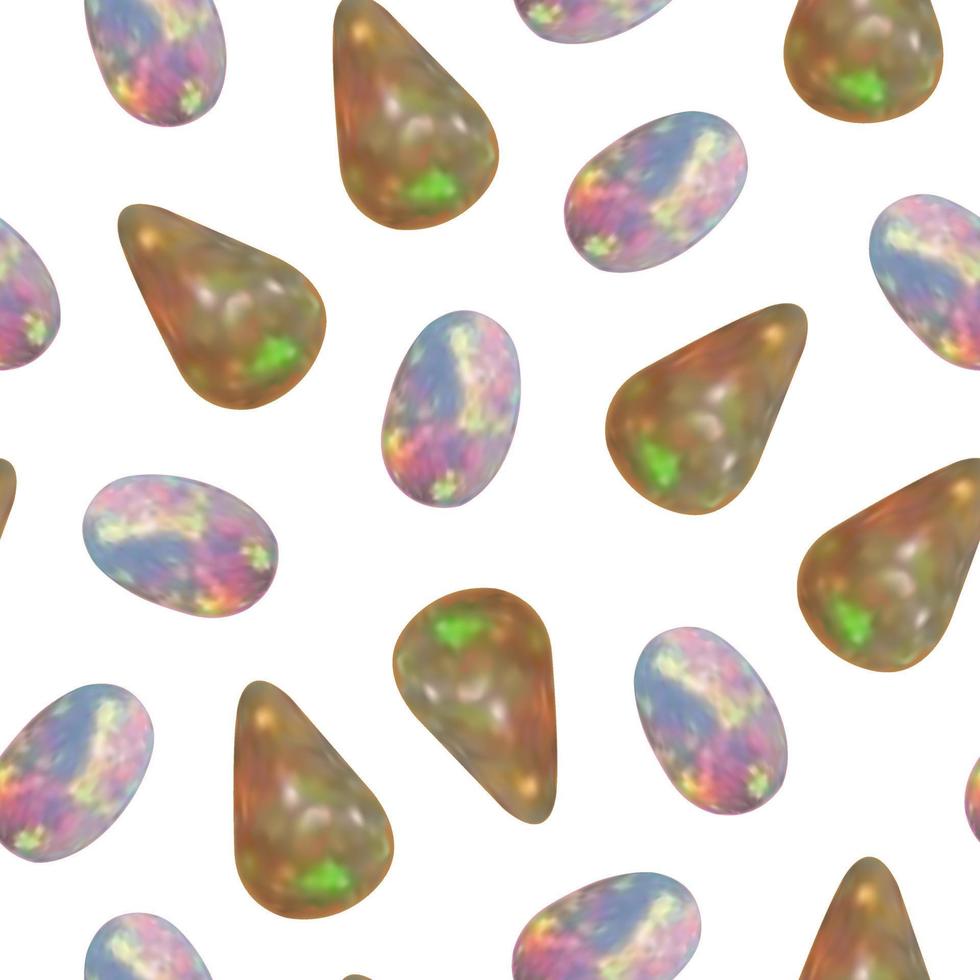 as gemas estão espalhadas em um background.gemstones branco e padrão sem emenda de joias. para papel de parede, papel de embrulho, têxteis. vetor