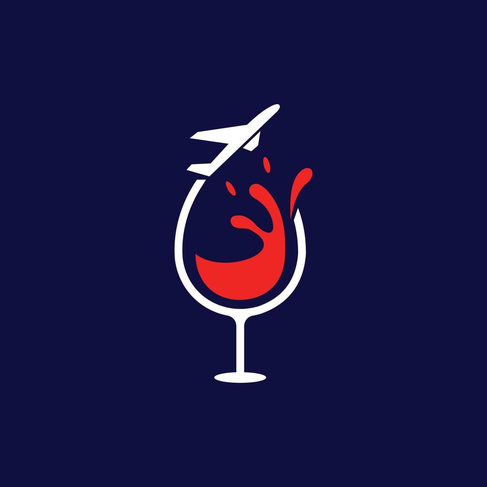 logotipo moderno criativo de avião de copo de vinho vetor