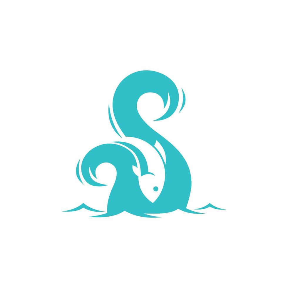 logotipo de ilustração de natureza de tentáculo de peixe vetor